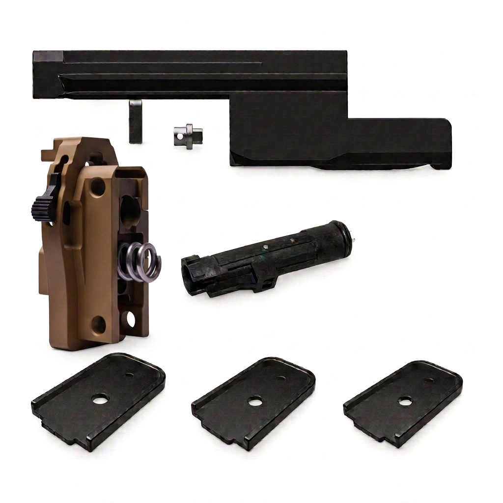 Kit photo with FDE0009 backplate and CP0051 bolt carrier