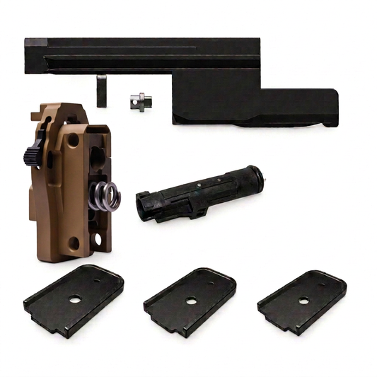Kit photo with FDE0009 backplate and CP0051 bolt carrier
