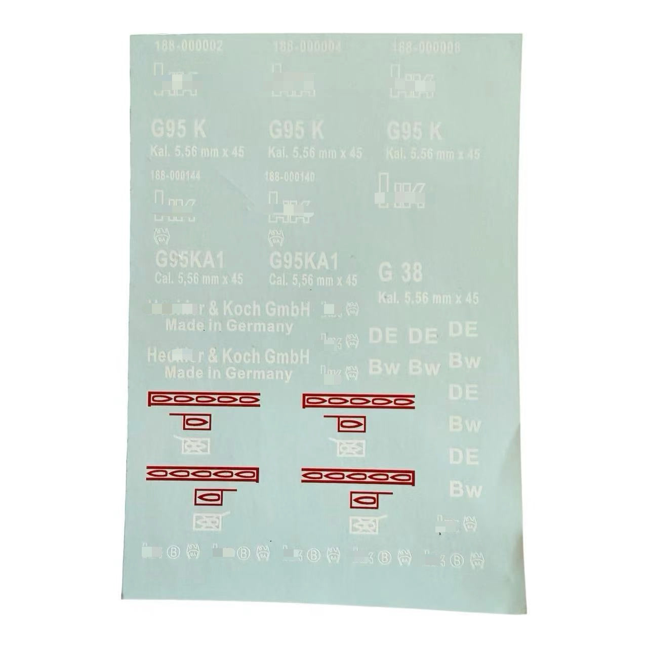 G95K G95KA1 G38 Water Slide Decal Markings A6-Size