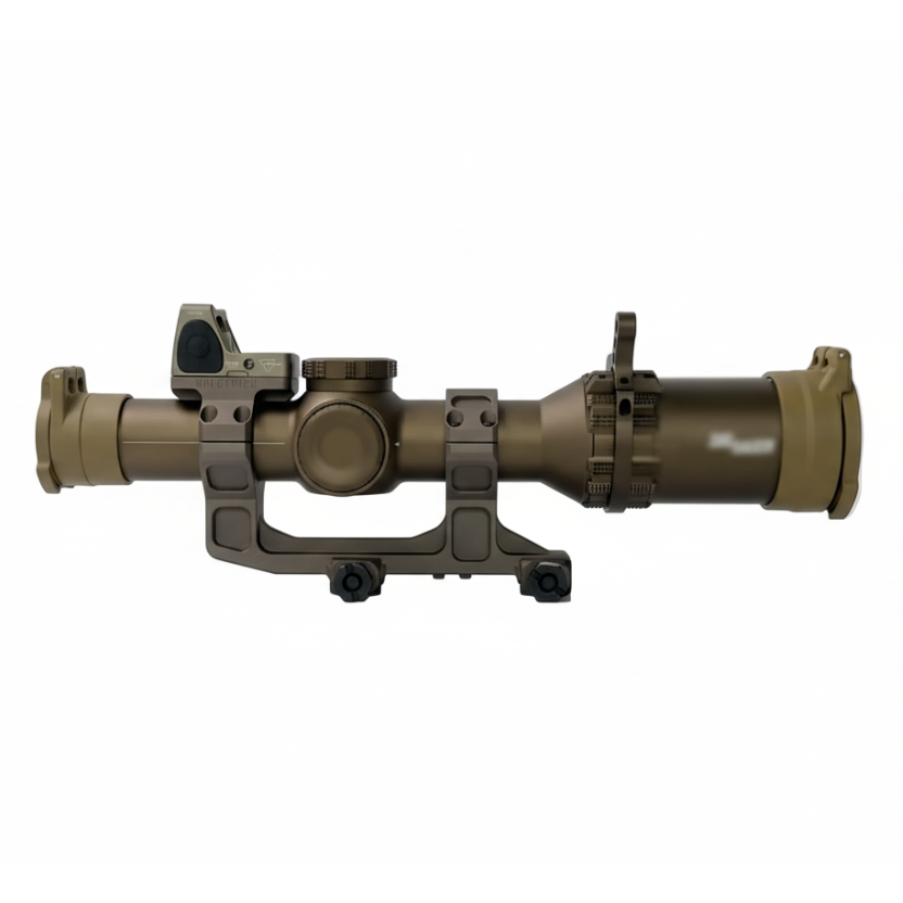 Brown rifle scope on a white background
