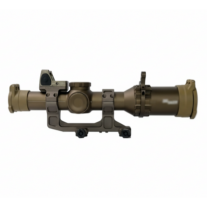 Brown rifle scope on a white background